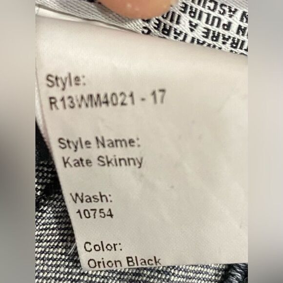 R13 Kate Skinny Jeans Orion Black 26x27 Made in Italy Distressed EUC - Picture 6 of 13